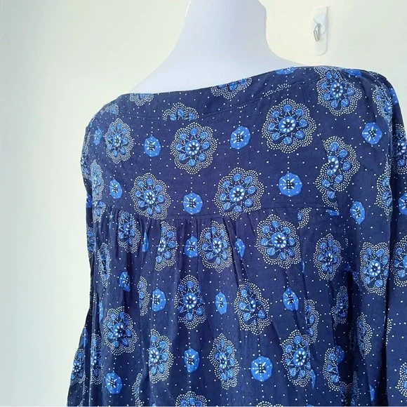 Anthropologie MAEVE Boswell Blue Peasant Longsleeve Blouse US size 6 M Medium - Picture 7 of 11